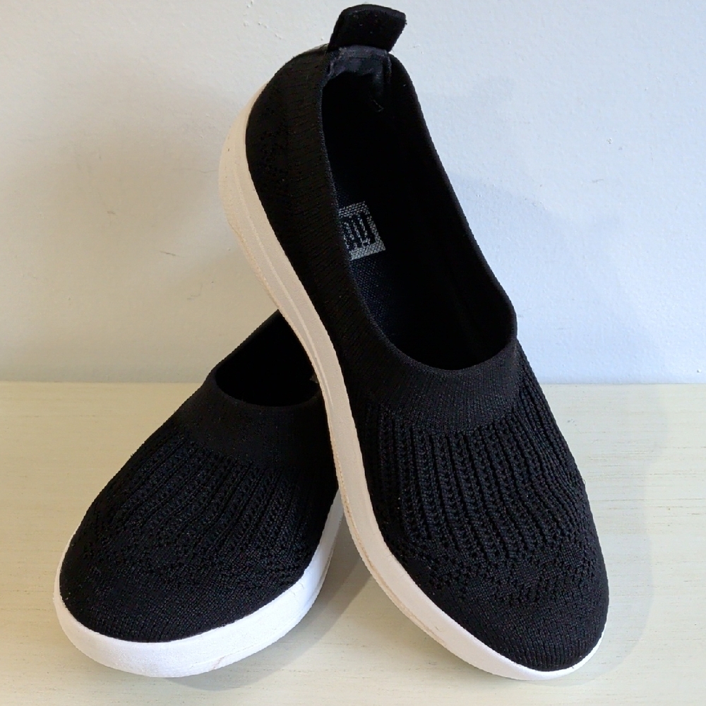 Fitflop Black Knit Slip On Sneakers Size 7.5